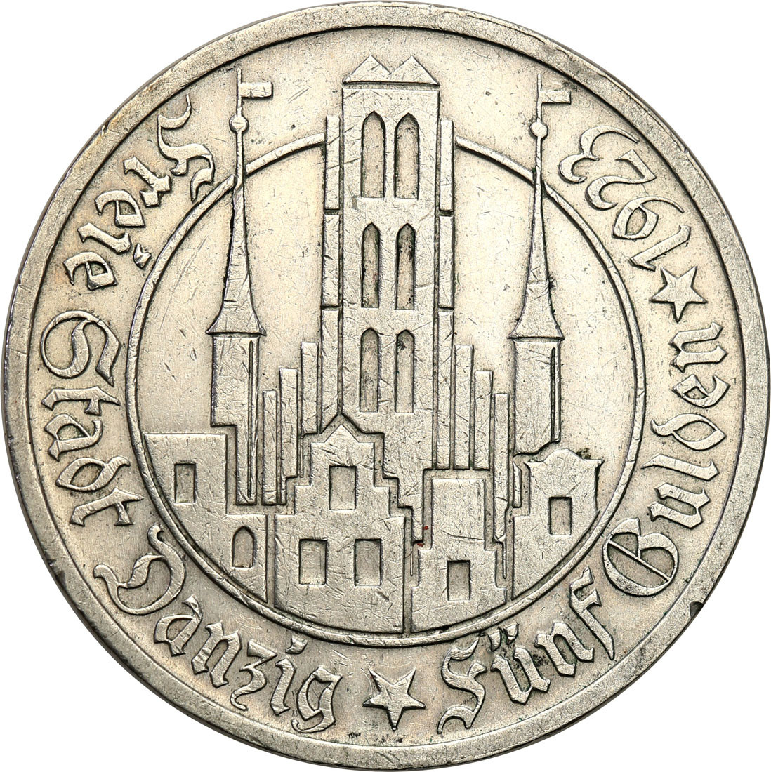Wolne Miasto Gdańsk/Danzig. 5 guldenów 1923 Kościół NMP